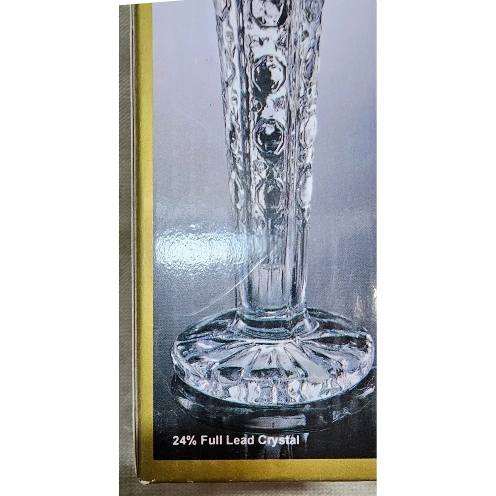 Eternal Crystal 6 Inch Bud Vase Set of 2 24% Lead Crystal Clear #314125 Taiwan